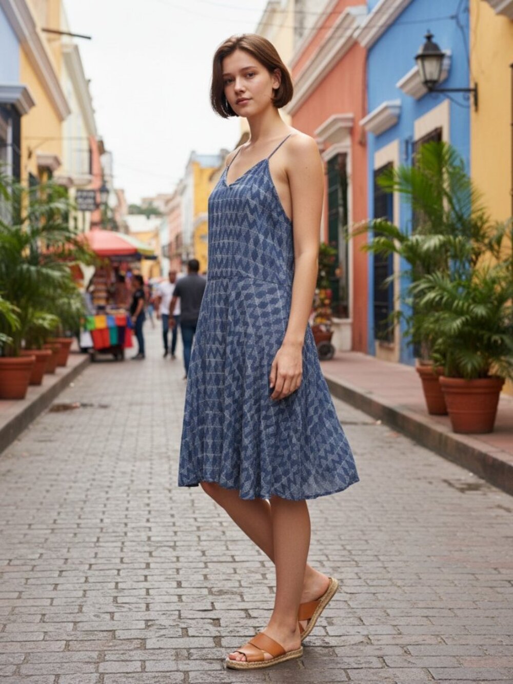 Aeropostale Smocked Coquette Dress Feminine Navy Neutral Print Size XL